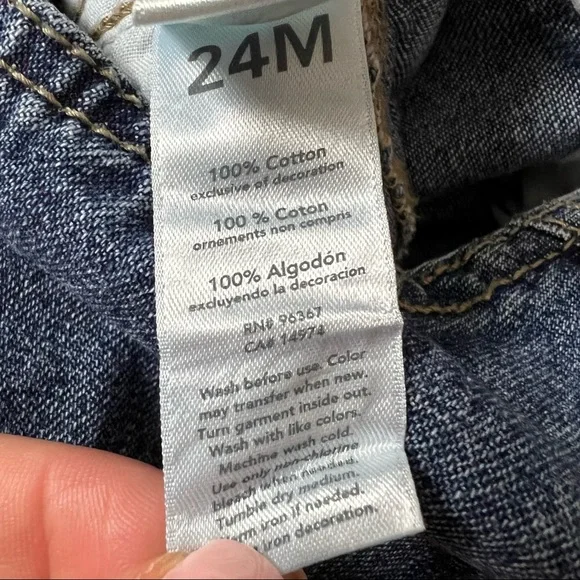 OshKosh B’gosh Denim Overalls 24 Months Spell Out Logo - Picture 6 of 7